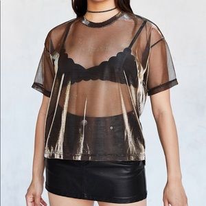 Silence + Noise Gold Mesh Tee